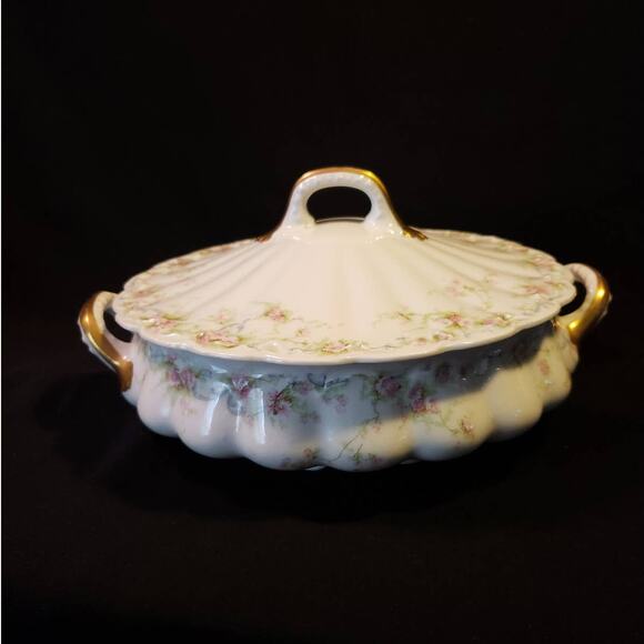 SALE Antique Theodore Haviland Limoges France Covered Vegetable Bowl w Lid - Picture 1 of 15